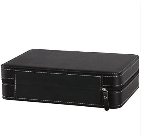 KriShyam® 10-slot Watch Box Portable Travel Zipper PU Leather Storage Case Jewelry Storage Box Display Box with Watch Cloth,Watch Storage Box for Business Trips and Gifts Larger Capacity Black