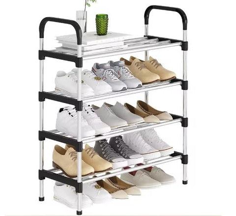 KriShyam® Stainless Steel Shoe Rack l 4 Layer Space-Saving Design and Rust-Resistant