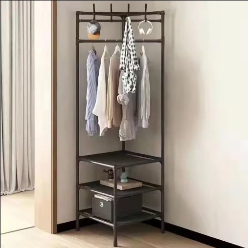 KriShyam® Premium Quality Corner Coat Rack | 3 Layers Cloth Organizer with Hooks