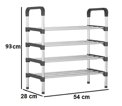 KriShyam® Stainless Steel Shoe Rack l 4 Layer Space-Saving Design and Rust-Resistant