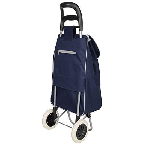 KriShyam® Folding Essential Shopping Trolley-Luggage-Bag-with-2 wheels (Navy Blue)