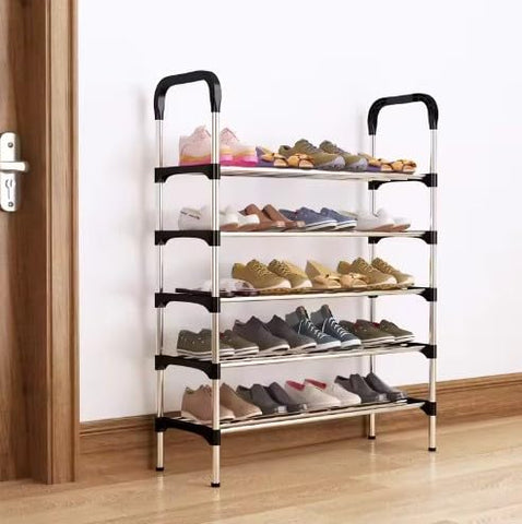 KriShyam® Stainless Steel Shoe Rack l 5 Layer Space-Saving and Rust-Resistant