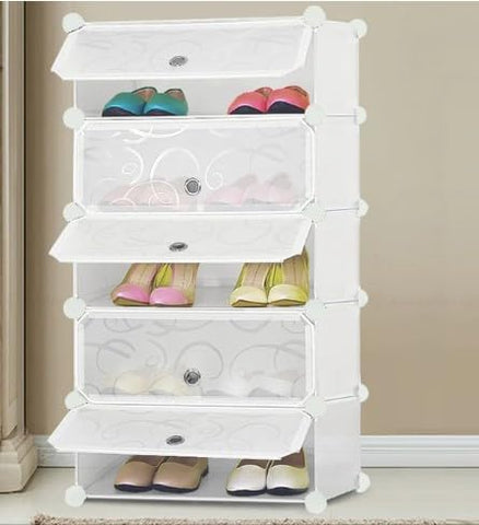 Krishyam® Premium Quality Shoe Rack | 5 Layer Space-Saving Rack with Doors