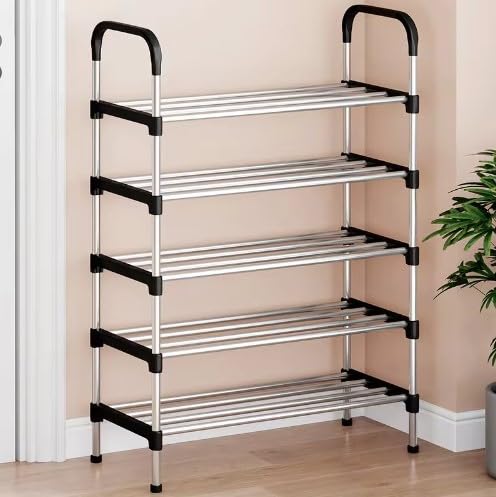 KriShyam® Stainless Steel Shoe Rack l 5 Layer Space-Saving and Rust-Resistant