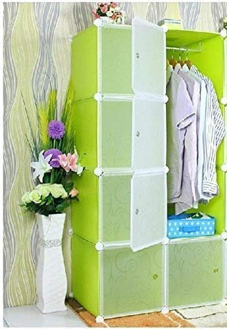 KriShyam ® 8 Door Plastic Sheet Wardrobe Storage Rack Closest Organizer for Clothes Kids Living Room Bedroom Small Accessories/bookcase/toys