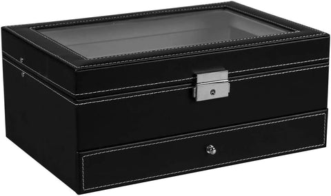 KriShyam® Men and Women Watch Box/Watch Case/Organizer/Storage box(Double Layer (12 slot watch + jewelry organizer)