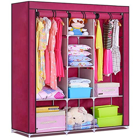 KriShyam® 6+2 Layer Kids Wardrobe Portable Fabric Collapsible Foldable for Kids Clothes Closet Wardrobe Storage Rack Organizer Cabinet Cupboard Almirah