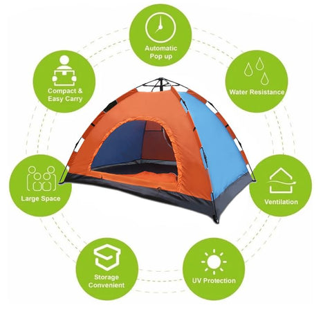 KriShyam® Automatic Pop Up Camping Tent Automatic Hydraulic Dome Tent for Camping,Hiking,Travel,Picnic,Fishing,Beach with Carrybag (4 Person-Automatic Hydraulic Tent)