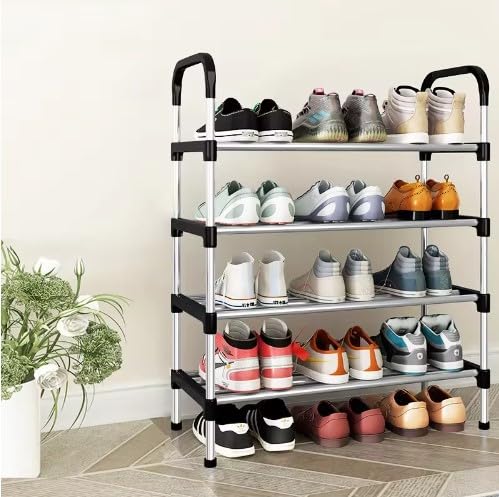 KriShyam® Stainless Steel Shoe Rack l 4 Layer Space-Saving Design and Rust-Resistant