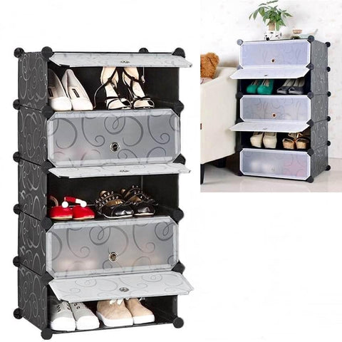 Krishyam® Premium Quality Shoe Rack | 5 Layer Space-Saving Rack with Doors