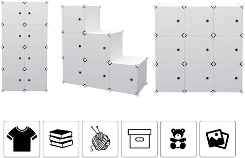 KriShyam ® 12 Door Plastic Sheet Wardrobe Storage Rack Closest Organizer for Clothes Kids Living Room Bedroom Small Accessories/bookcase/toys