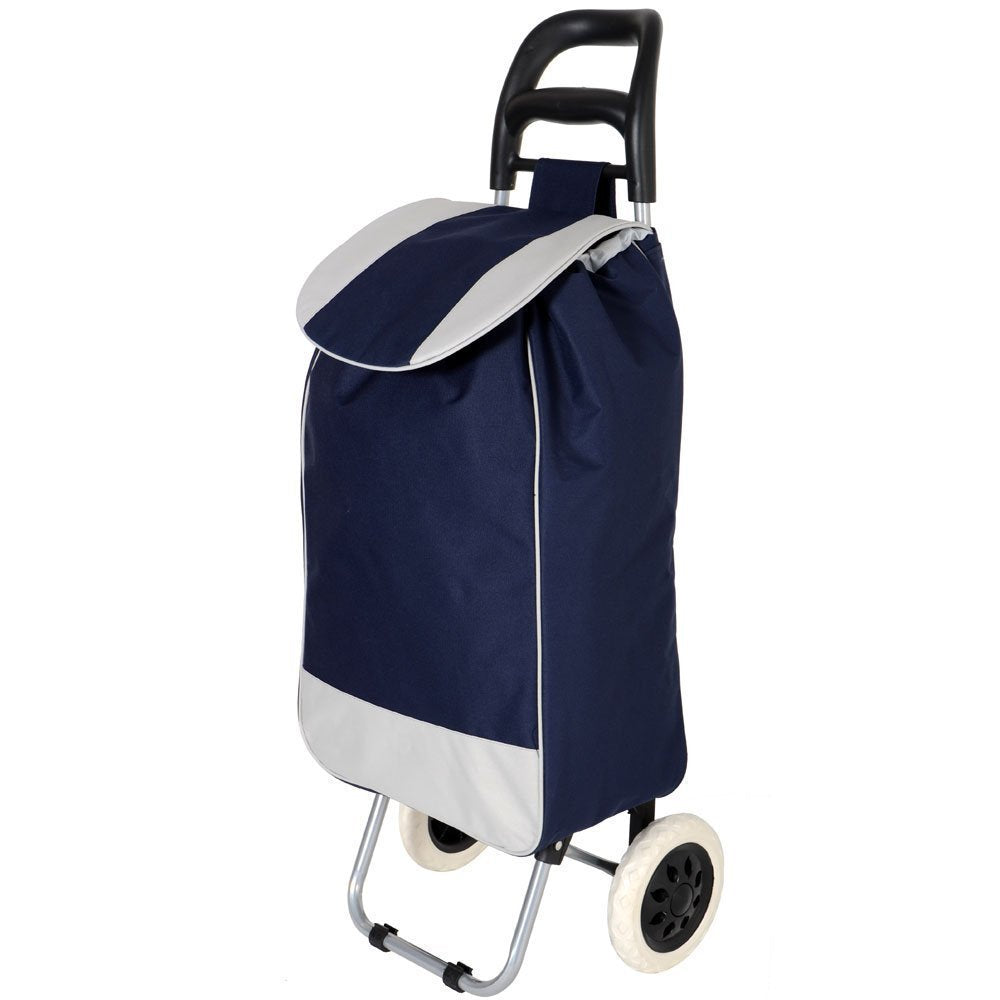 KriShyam® Folding Essential Shopping Trolley-Luggage-Bag-with-2 wheels (Navy Blue)