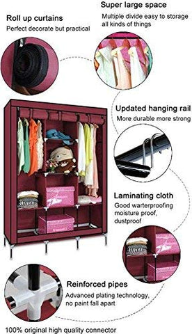 KriShyam® 6+2 Layer Kids Wardrobe Portable Fabric Collapsible Foldable for Kids Clothes Closet Wardrobe Storage Rack Organizer Cabinet Cupboard Almirah