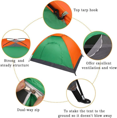 KriShyam® Automatic Pop Up Camping Tent Automatic Hydraulic Dome Tent for Camping,Hiking,Travel,Picnic,Fishing,Beach with Carrybag (2 Person-Automatic Hydraulic Tent)