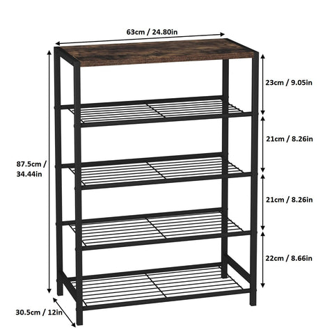 KriShyam® Shoe Rack,5 Tier Shoe Organizer Storage for Closet Entryway (5 Shelves Metal + Wooden TOP)