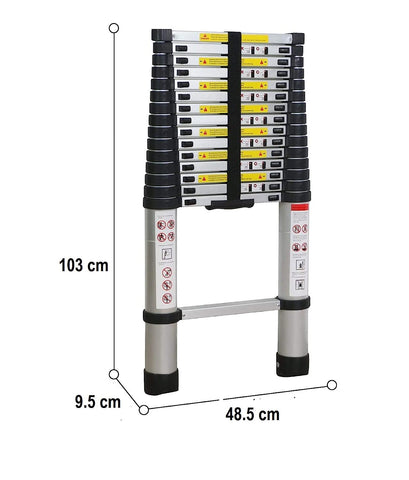 KRISHYAM® Telescoping Telescopic Extension Ladder 20.5 FT/6.2m Aluminum Alloy Extendable Lightweight Ladder Steps Safety for Roofing Business, Household Use, Outdoor Work, 330 lbs Capacity