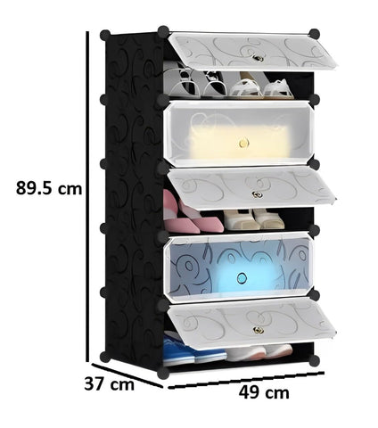 Krishyam® Premium Quality Shoe Rack | 5 Layer Space-Saving Rack with Doors