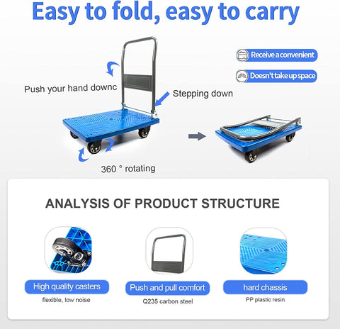 KriShyam®Platform Truck/Trolley with 300kg Weight Capacity and 360 Degree Swivel Wheels,Material Handling Goods Trolley for Home, Office, Warehouse & Industries - 60cm x 90cm