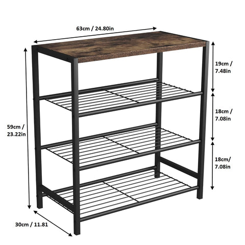 KriShyam® Shoe Rack,4 Tier Shoe Organizer Storage for Closet Entryway (4 Shelves Metal + Wooden TOP)